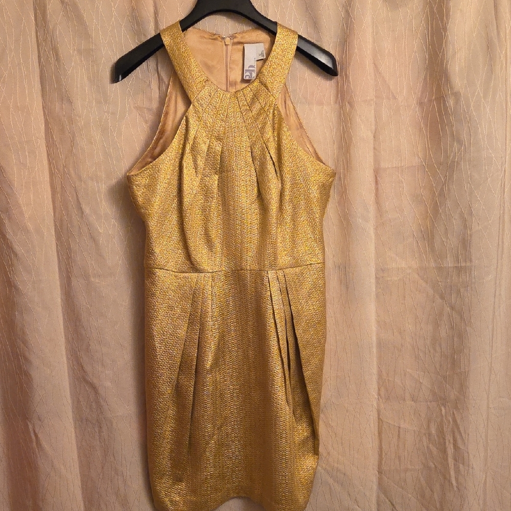 2b. RYCH Gold Sheath Mini Dress with Halter Neckline